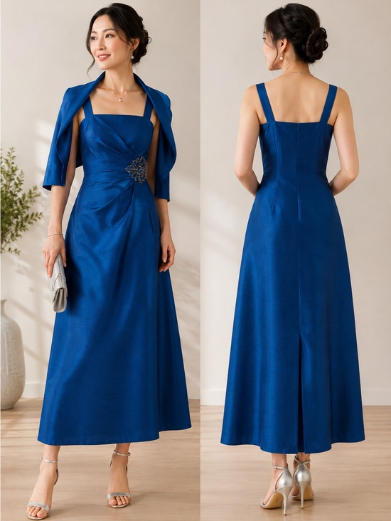 Jessica Howard Dresses & Skirts - Jessica Howard 2 Pc Navy Blue Taffeta Beaded Bolero & Formal Dress Size 4